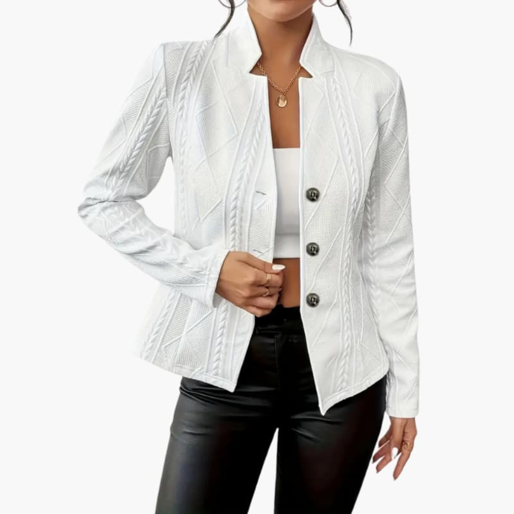 Niki | Textured Knit Single Button Blazer Jacket