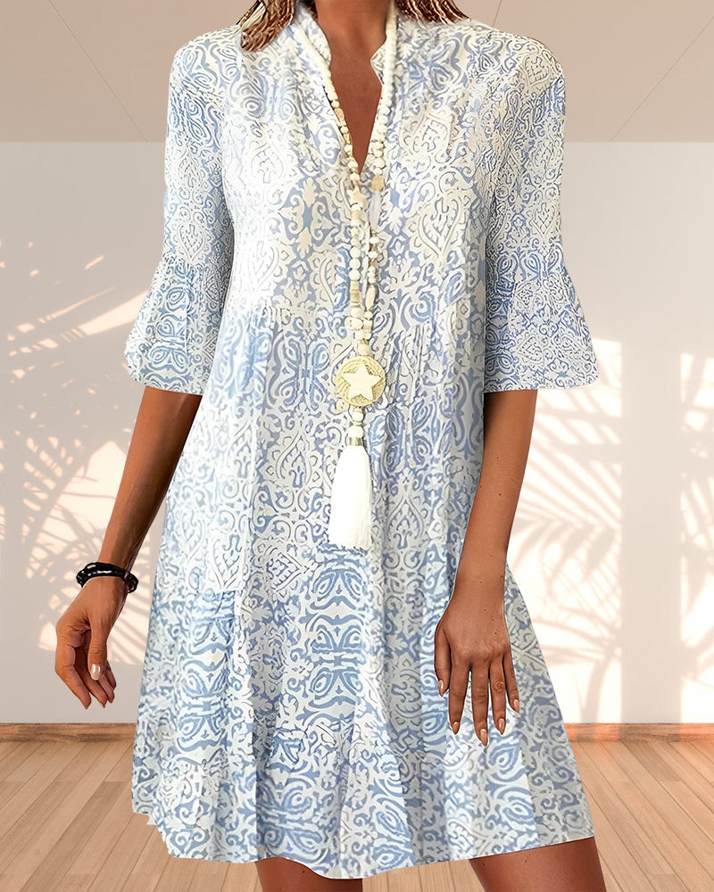 Flowy Paisley Tiered Midi Dress