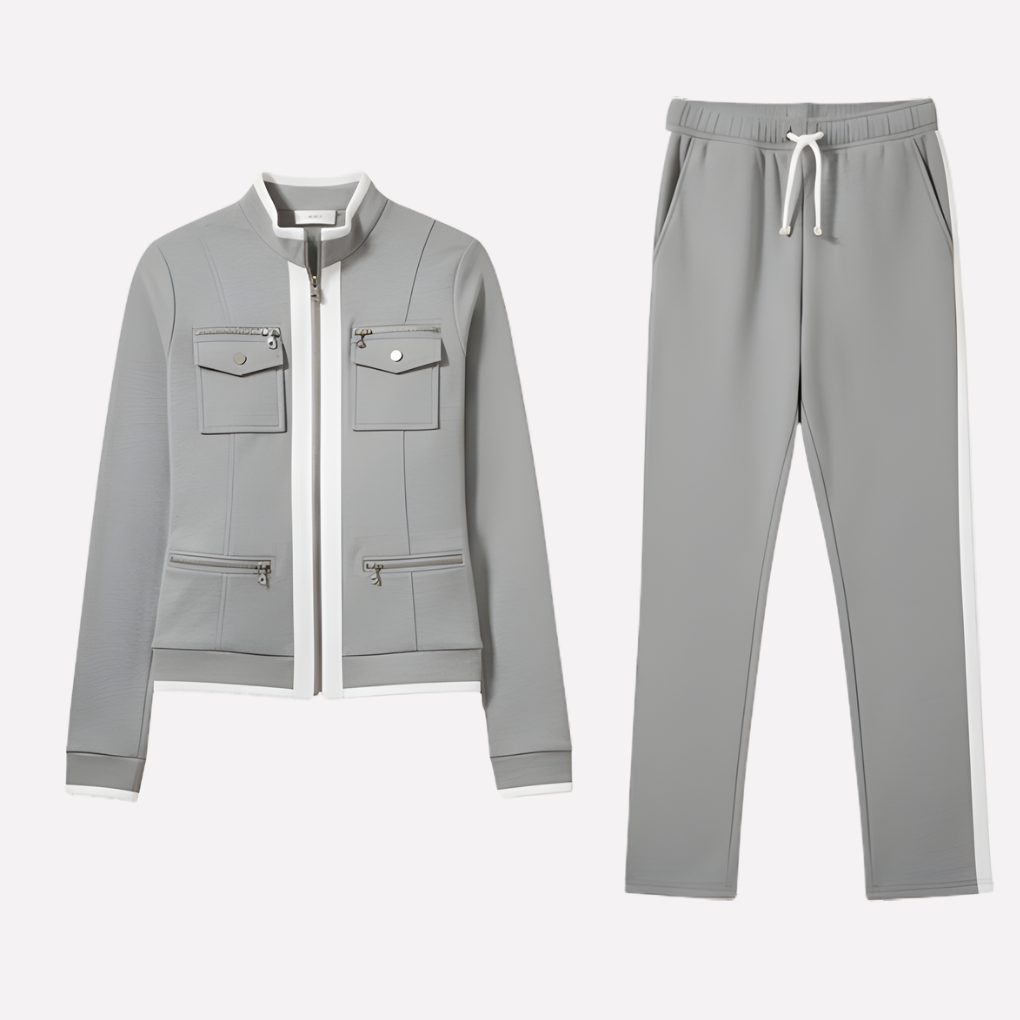 Niki | Sporty Contrast Trim Tracksuit Set