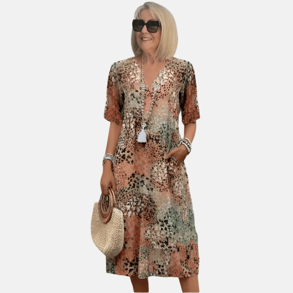 Niki | Flowy V-Neck Printed Midi Dress