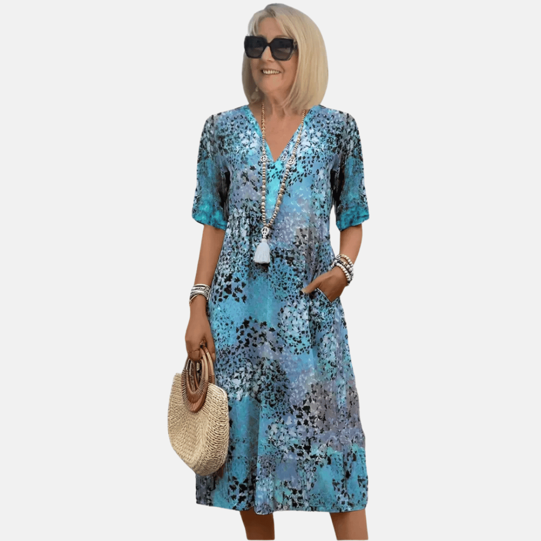 Niki | Flowy V-Neck Printed Midi Dress