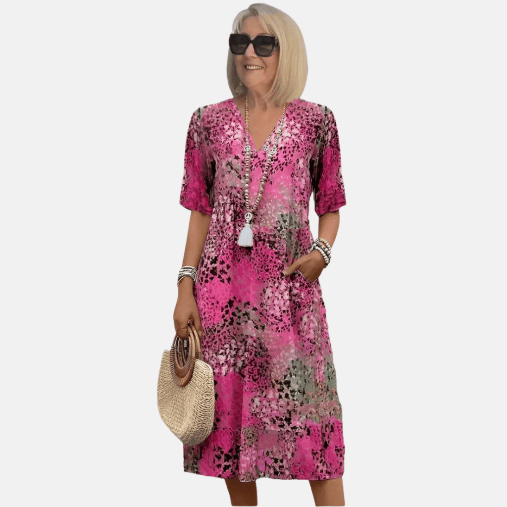 Niki | Flowy V-Neck Printed Midi Dress
