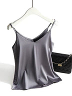 Silky Spaghetti Strap V-Neck Cami Top