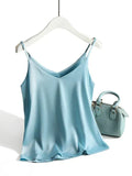 Silky Spaghetti Strap V-Neck Cami Top