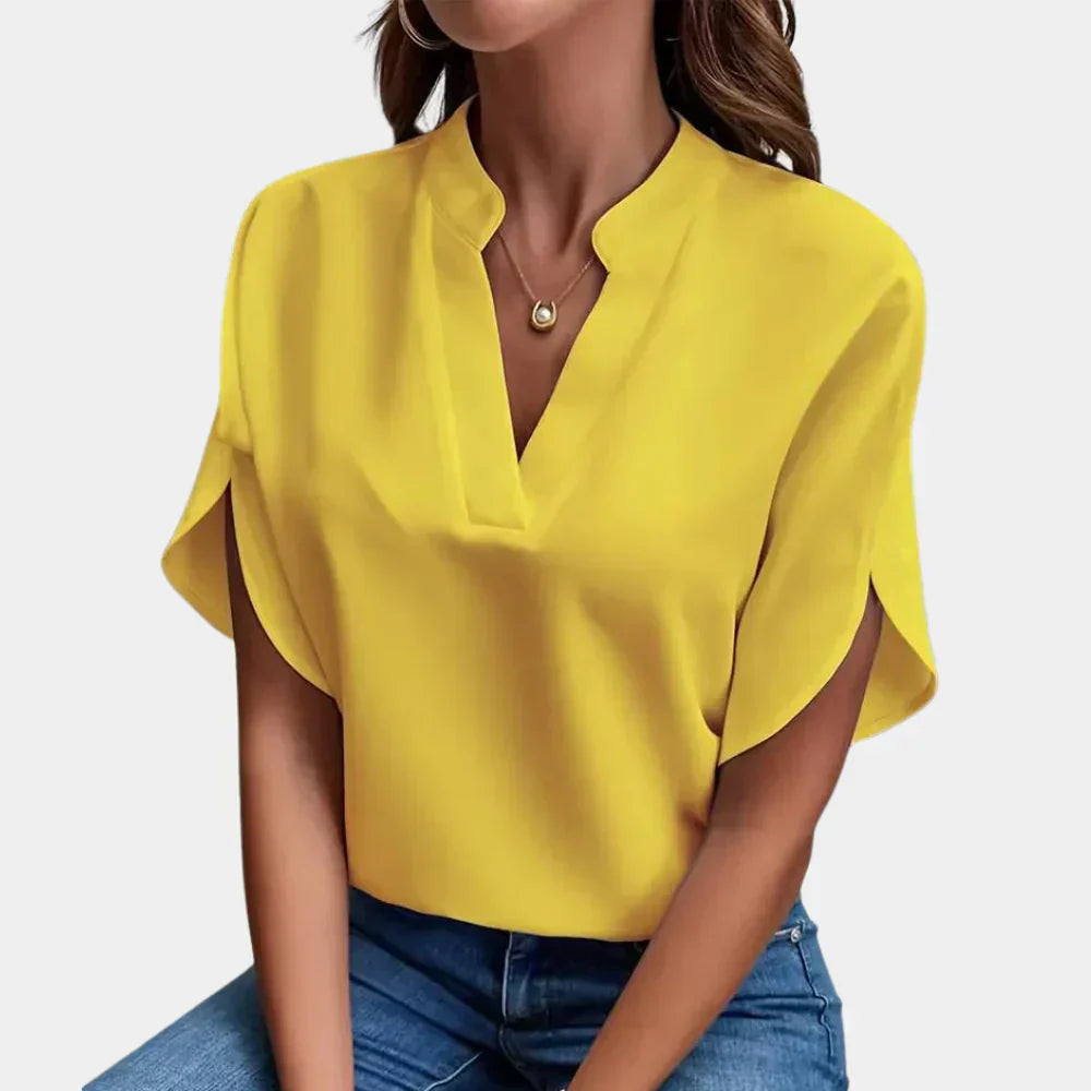 Niki | Relaxed Split Sleeve V-Neck Blouse