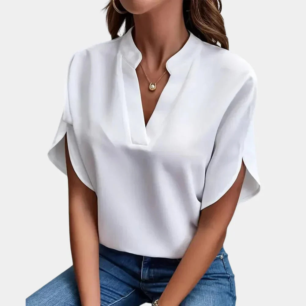 Niki | Relaxed Split Sleeve V-Neck Blouse