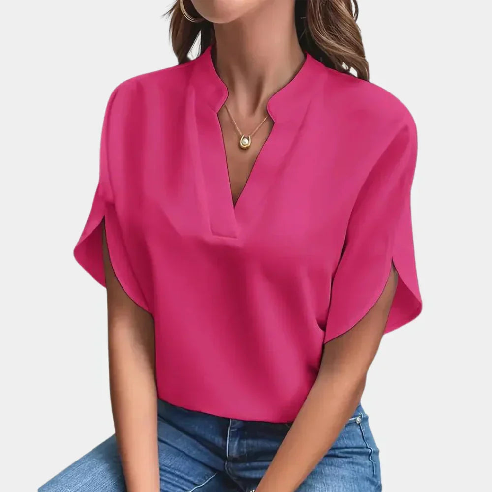 Niki | Relaxed Split Sleeve V-Neck Blouse