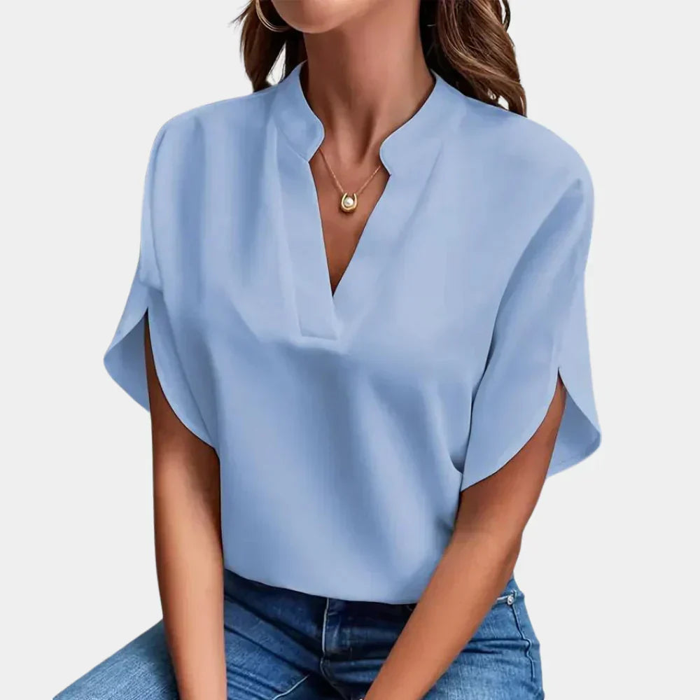 Niki | Relaxed Split Sleeve V-Neck Blouse
