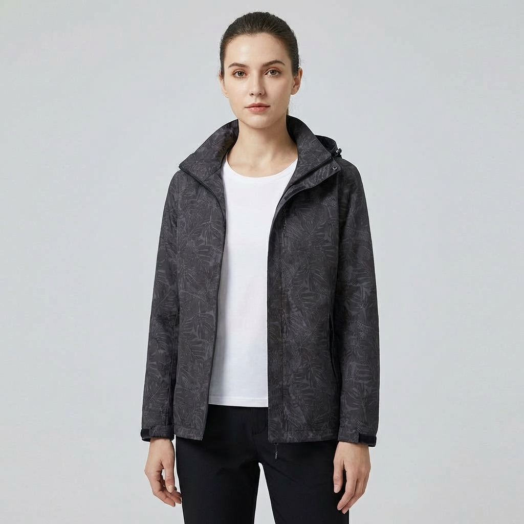 Women's Leaf Print Hooded Lightweight Jacket