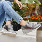 Elevated Wedge Sneakers with Perforated Detail