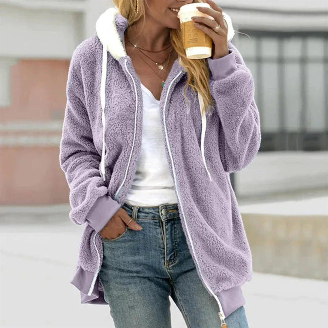 Plush Zip-Front Hooded Sweatshirt