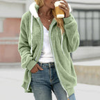 Plush Zip-Front Hooded Sweatshirt