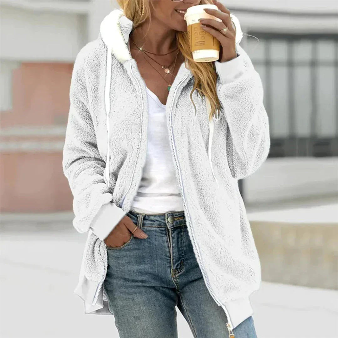 Plush Zip-Front Hooded Sweatshirt