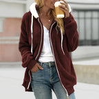 Plush Zip-Front Hooded Sweatshirt