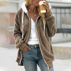 Plush Zip-Front Hooded Sweatshirt