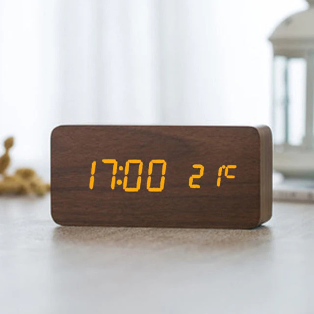 Niki | Wooden Digital Alarm Clock with LED Time Display