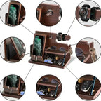 Niki | Wooden Nightstand Phone Docking Station – Multifunctional Shelf for Wallet, Watch, and Storage, Ideal for Valentine's Day