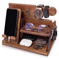 Niki | Wooden Nightstand Phone Docking Station – Multifunctional Shelf for Wallet, Watch, and Storage, Ideal for Valentine's Day