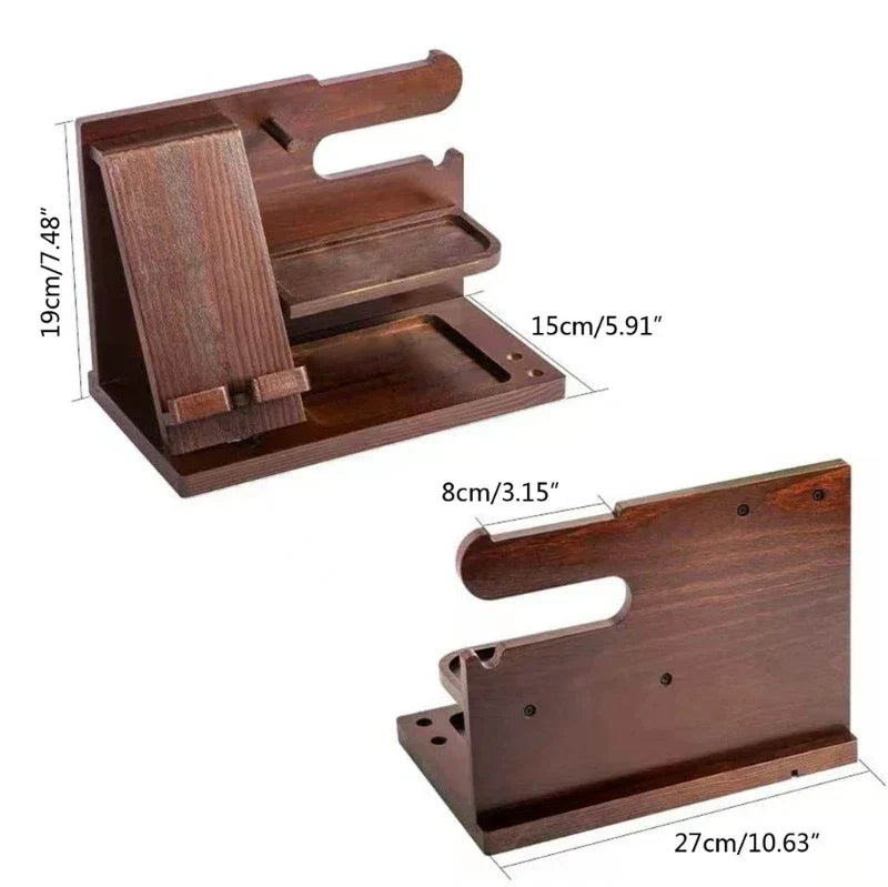 Niki | Wooden Nightstand Phone Docking Station – Multifunctional Shelf for Wallet, Watch, and Storage, Ideal for Valentine's Day