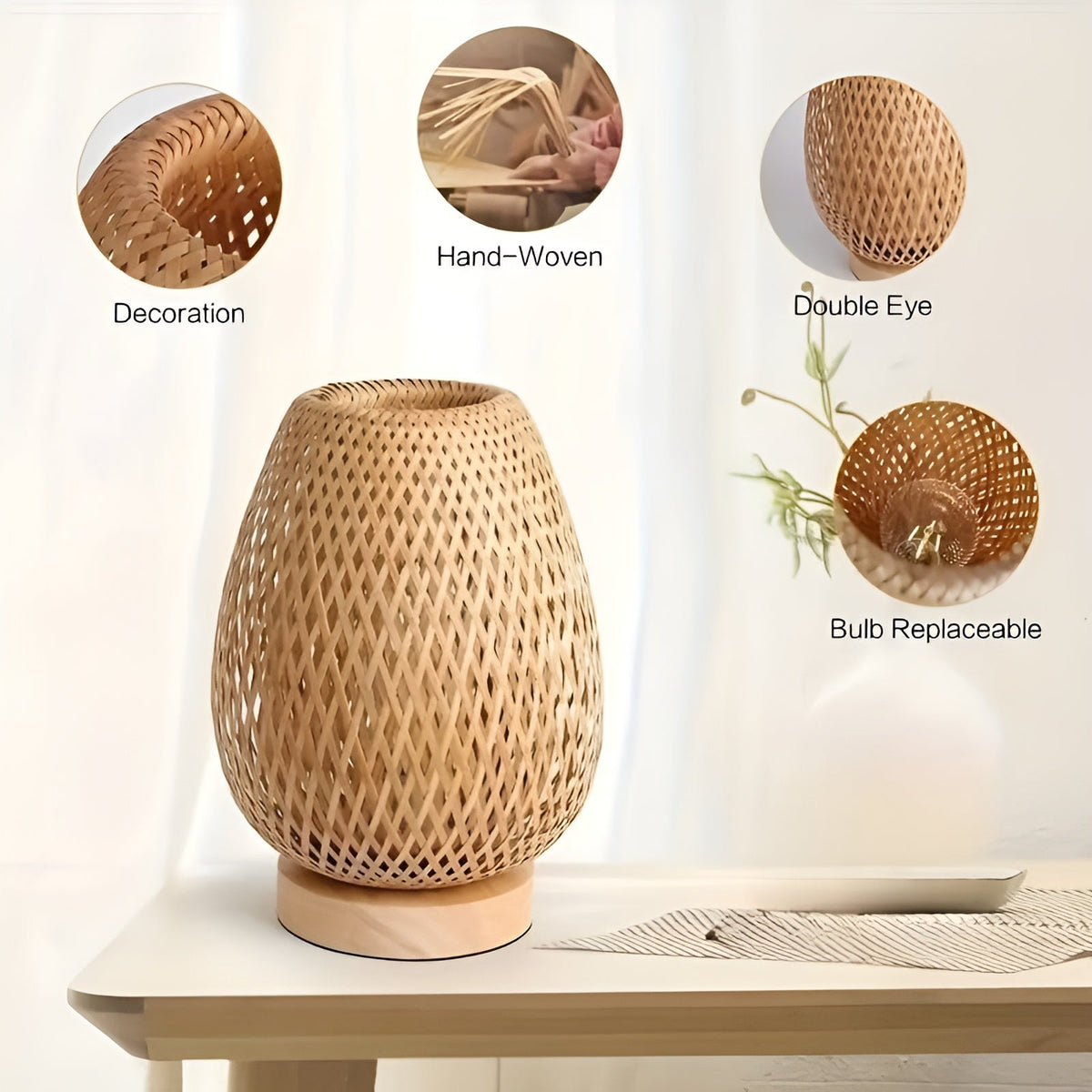 Niki | Woven Table Lamp with USB Power
