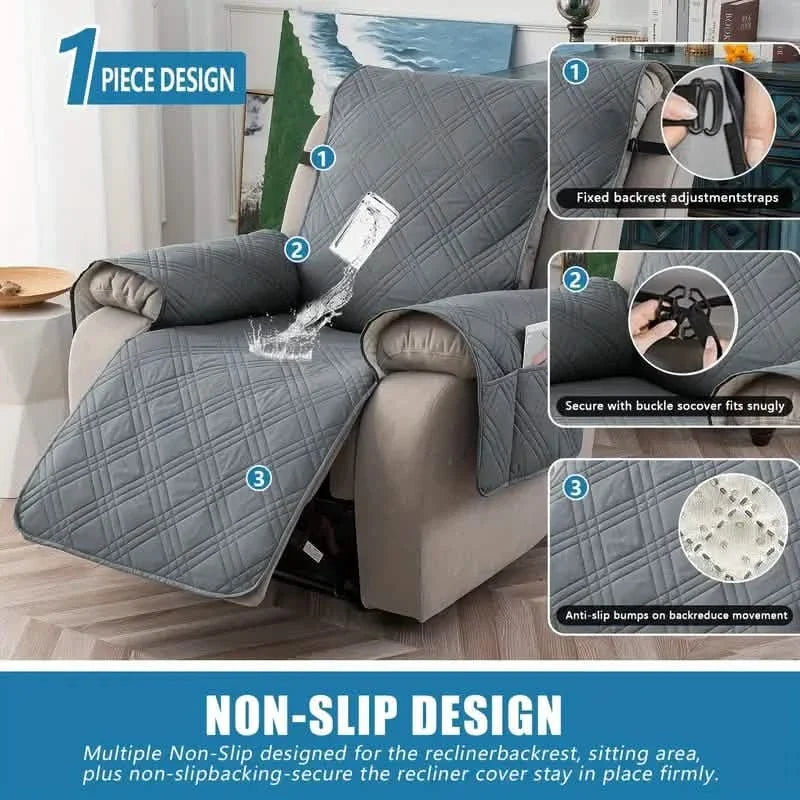 Non Slip Recliner Chair Cover, Washable Reclining Chair/Furniture Protector