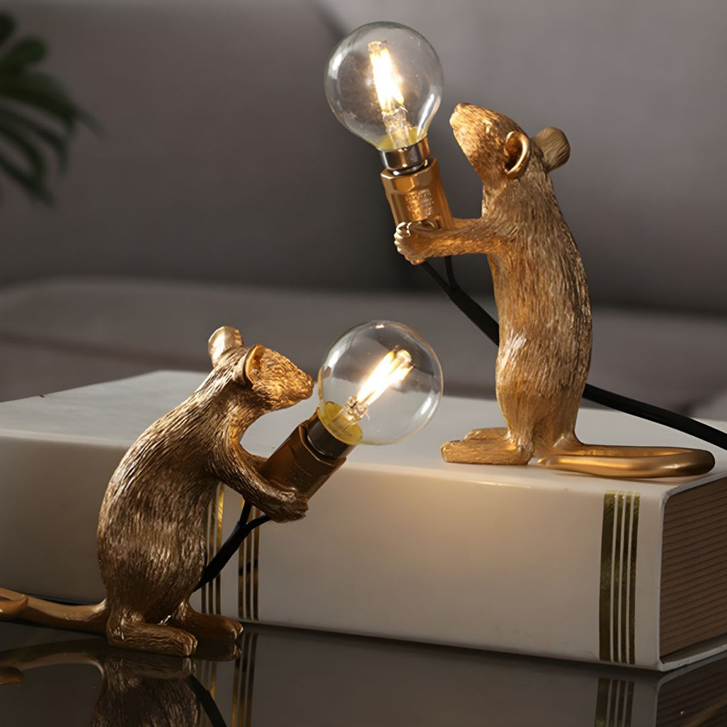 Nordic Style Gold Resin Mouse Table Lamp