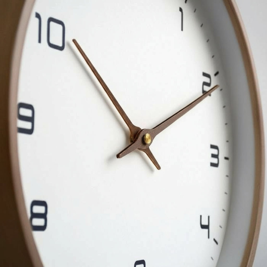 NordicTimber Modern Wood Wall Clock - Brown & Cream