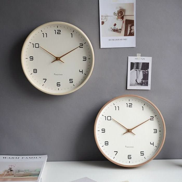 NordicTimber Modern Wood Wall Clock - Brown & Cream