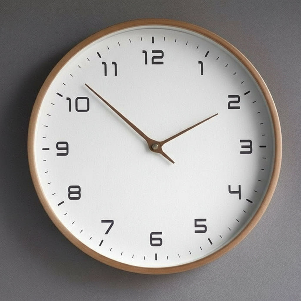 NordicTimber Modern Wood Wall Clock - Brown & Cream