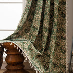 Ditsy Floral Curtain Panel with Tassel Trim