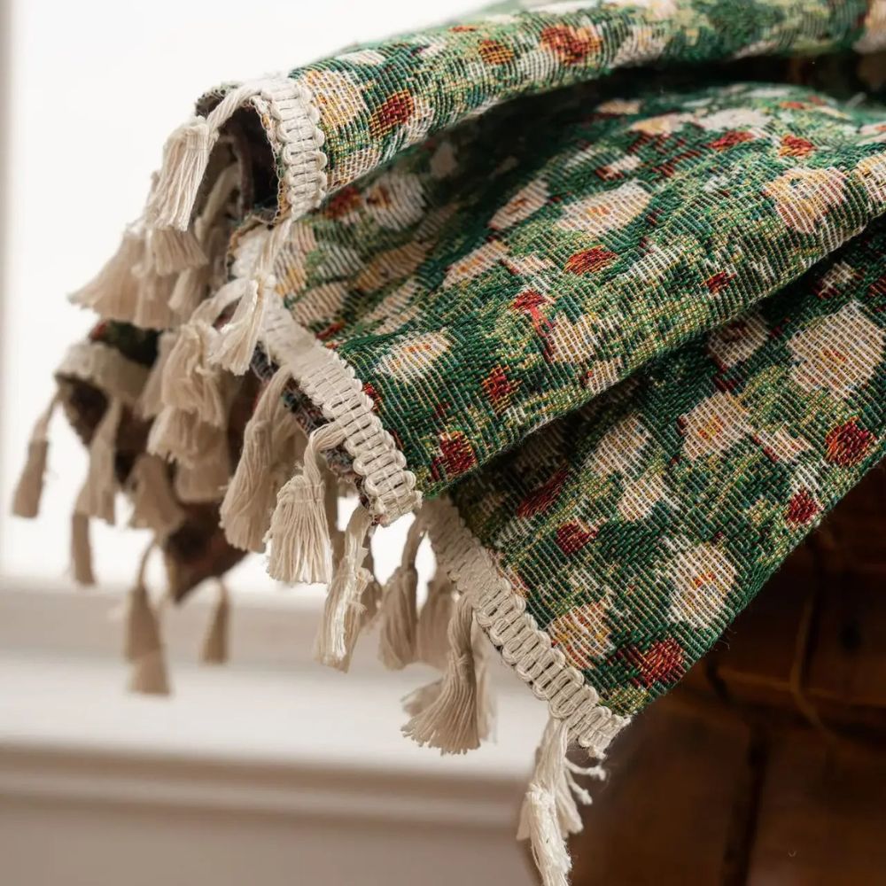 Ditsy Floral Curtain Panel with Tassel Trim