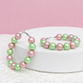 AKA Sorority Pink Green 60mm Pearl Hoop Earrings