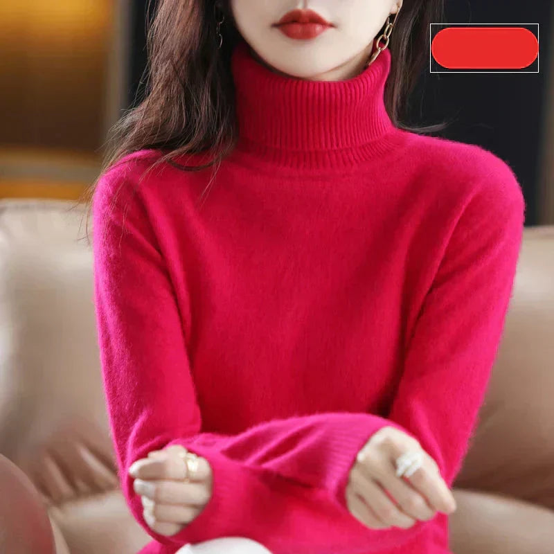 Nyorelle 100% Cashmere High-Neck Sweater for Fall and Winter