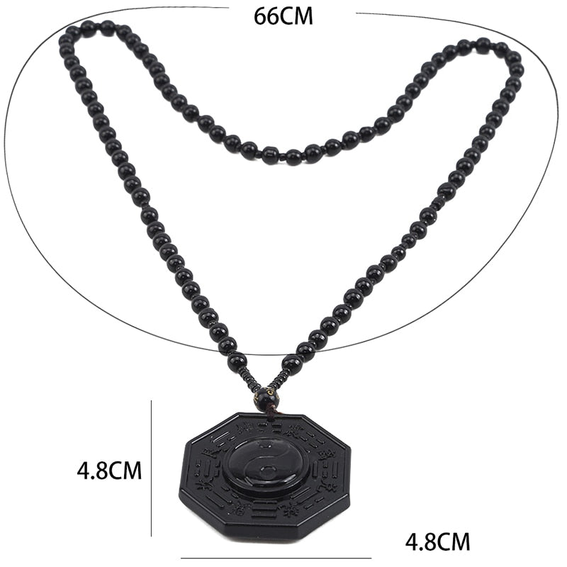 Black Obsidian Yin Yang Pendant Necklace