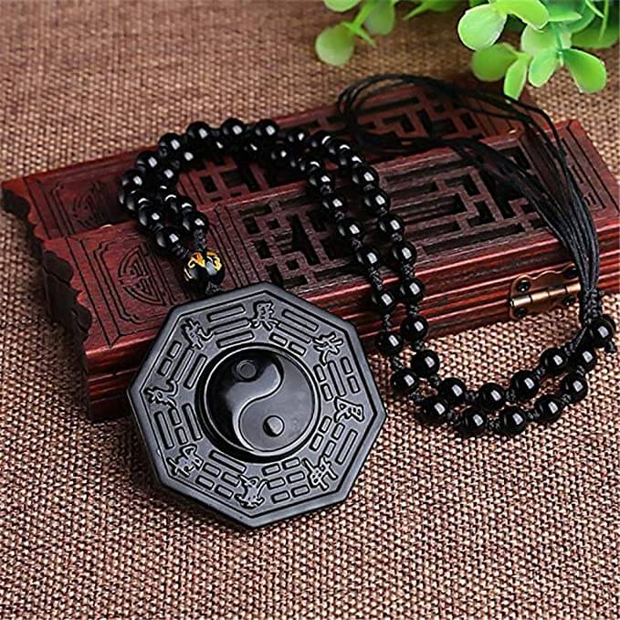Black Obsidian Yin Yang Pendant Necklace