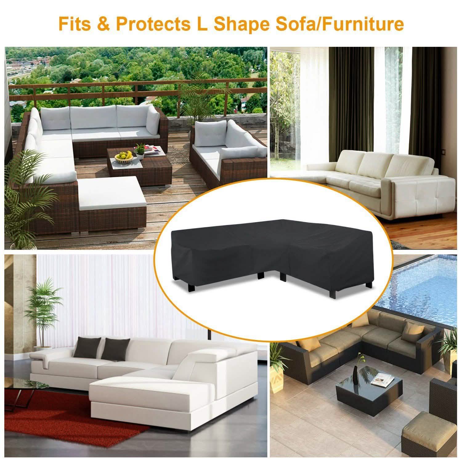 Outdoor L Shape Sofa Covers Water Resistant