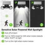 Outdoor PIR Motion Sensor Dusk To Dawn Solar Wall Lamps IP65 Waterproof