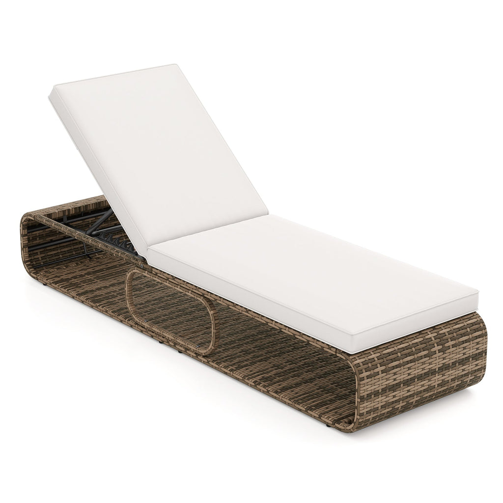 7-Position Adjustable PE Rattan Outdoor Chaise Lounge Chair