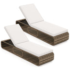 7-Position Adjustable PE Rattan Outdoor Chaise Lounge Chair