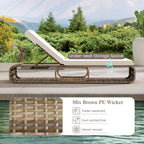 7-Position Adjustable PE Rattan Outdoor Chaise Lounge Chair