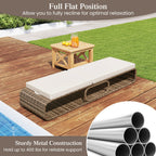 7-Position Adjustable PE Rattan Outdoor Chaise Lounge Chair