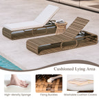 7-Position Adjustable PE Rattan Outdoor Chaise Lounge Chair