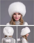 100% Natural Fox Fur Hat Women Cap Thick Fur Cap Winter Warm Hat Female Fashion For Women Hat With Earmuffs Hat