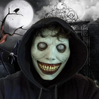 Creepy Smiling Face Evil Mask - Creepy White Eyed Demon Smiling Mask