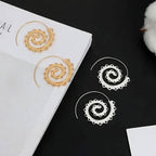 Oval Spiral Exaggerated Swirl Gear Heart Shape Earrings