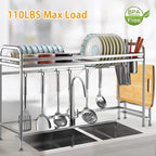 Over Sink Dish Drying Rack with Cutlery Holder