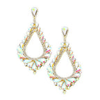 Oversized Cut Out Cluster Vine Accented Teardrop Earrings