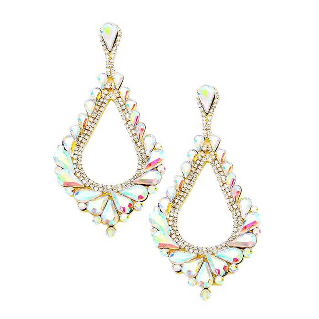 Oversized Cut Out Cluster Vine Accented Teardrop Earrings
