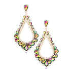 Oversized Cut Out Cluster Vine Accented Teardrop Earrings