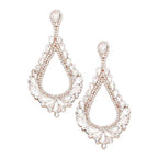 Oversized Cut Out Cluster Vine Accented Teardrop Earrings
